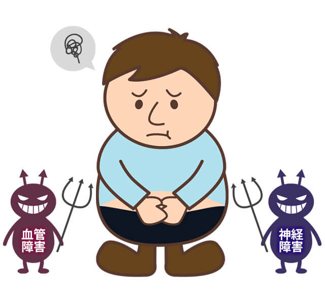 糖尿病による血液障害や神経障害で勃起不全（ED）になる