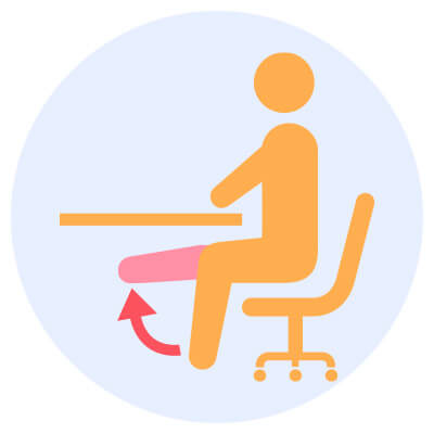 休憩中に足を高くすると足の血流がよくなりむくみが改善する