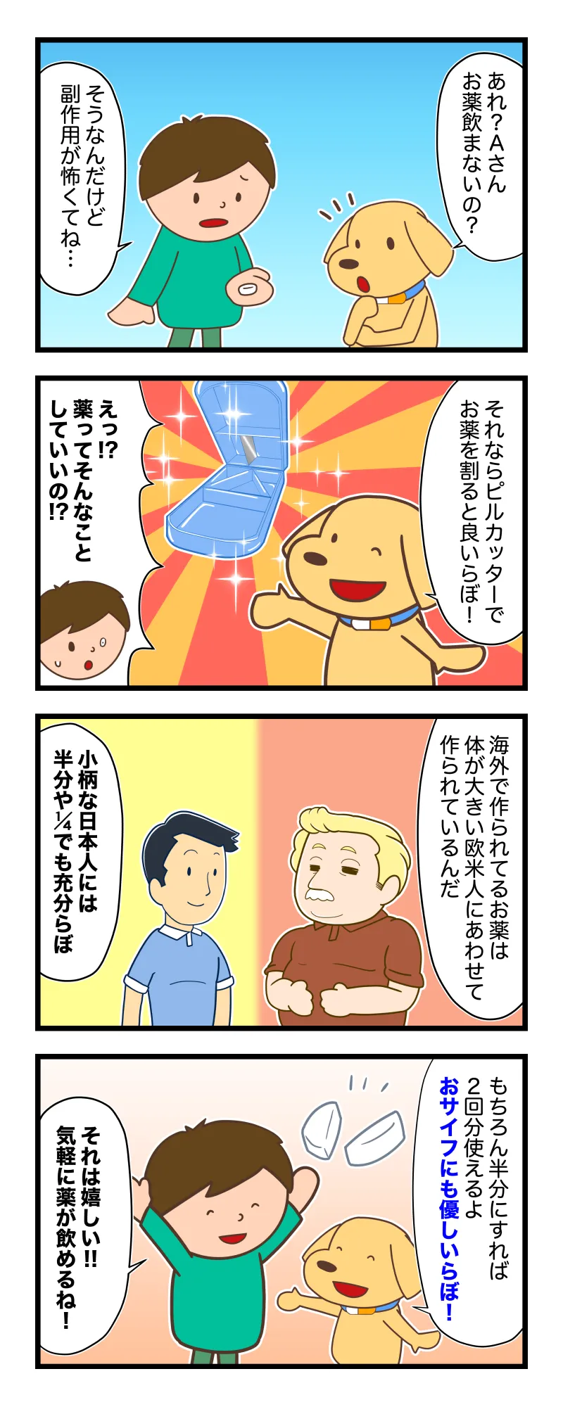 薬を半分に割ることができる便利なピルカッター